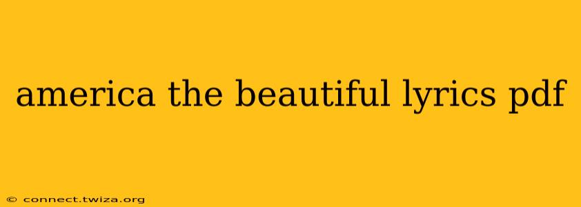 america the beautiful lyrics pdf