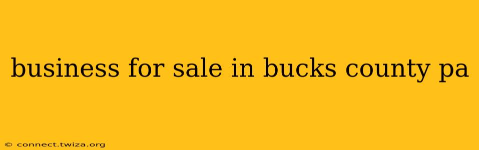 business for sale in bucks county pa