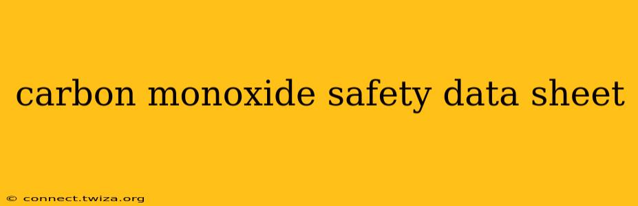 carbon monoxide safety data sheet