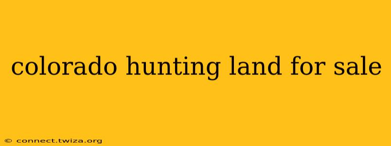 colorado hunting land for sale