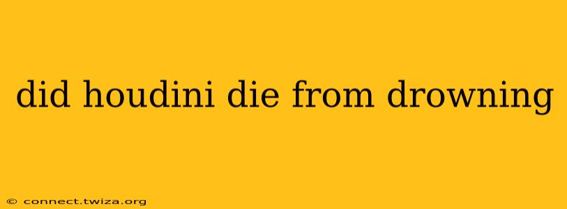 did houdini die from drowning