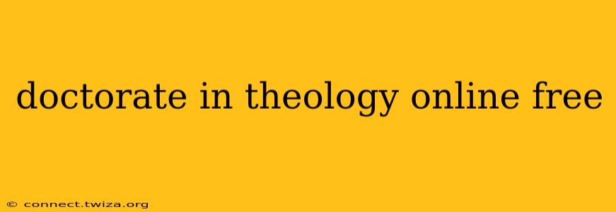 doctorate in theology online free